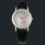 Ro Guld -  Rosa Silver Glitter Monogram Armbandsur<br><div class="desc">Ro Guld -  Rosa och Silver Faux Foil Metallic Gnistra Glitter Brushed Metall Monogram Namn Watch Watch. Det gör perfekt studenten,  födelsedag,  bröllop,  möhippa,  årsdag,  babydusch eller bachelorette-fest till någon som glam lyx och chic stilar.</div>