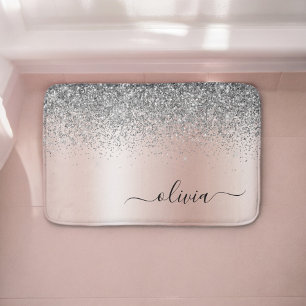 Ro Guld -  Rosa Silver Glitter Monogram Badrumsmatta