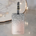 Ro Guld -  Rosa Silver Glitter Monogram Bagagebricka<br><div class="desc">Ro Guld -  Rosa och Silver Faux Foil Metallic Gnistra Glitter Brushed Metall Monogram Namn och Initial Bag eller Luggage Tag. Det gör perfekten söt 16-årsjubileum,  bröllop,  möhippa,  årsdag,  babydusch eller bachelorette-fest för någon som glam lyxen och chic stilar i kärlek.</div>