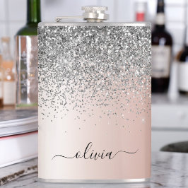 Ro Guld - Rosa Silver Glitter Monogram Fickplunta