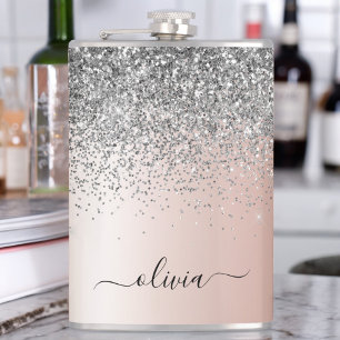 Ro Guld -  Rosa Silver Glitter Monogram Fickplunta