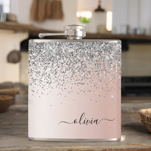 Ro Guld -  Rosa Silver Glitter Monogram Fickplunta