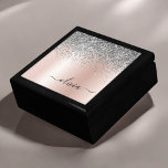 Ro Guld -  Rosa Silver Glitter Monogram Minnesask<br><div class="desc">Ro Guld -  Rosa och Silver Faux Foil Metallic Gnistra Glitter Brushed Metall Monogram Namn Jewelry KeepsakBox. Det gör perfekt studenten,  födelsedag,  bröllop,  möhippa,  årsdag,  babydusch eller bachelorette-fest till någon som glam lyx och chic stilar.</div>