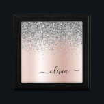 Ro Guld -  Rosa Silver Glitter Monogram Minnesask<br><div class="desc">Ro Guld -  Rosa och Silver Faux Foil Metallic Gnistra Glitter Brushed Metall Monogram Namn Jewelry KeepsakBox. Det gör perfekt studenten,  födelsedag,  bröllop,  möhippa,  årsdag,  babydusch eller bachelorette-fest till någon som glam lyx och chic stilar.</div>