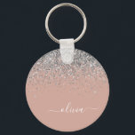 Ro Guld  Rosa Silver Glitter Monogram Nyckelring<br><div class="desc">Ro Guld -  Rosa och Silver Gnistra Glitter Script Monogram Namn nyckelringar (Nyckelring). Det gör perfekten söt 16-årsjubileum,  bröllop,  möhippa,  årsdag,  babydusch eller bachelorette-fest för någon som glam lyxen och chic stilar i kärlek.</div>