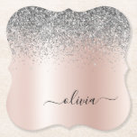 Ro Guld -  Rosa Silver Glitter Monogram Underlägg Papper<br><div class="desc">Ro Guld -  Rosa och Silver Faux Foil Metallic Gnistra Glitter Brushed Metall Monogram Namn Papper Underlägg . Det gör perfekt studenten,  födelsedag,  bröllop,  möhippa,  årsdag,  babydusch eller bachelorette-fest till någon som glam lyx och chic stilar.</div>