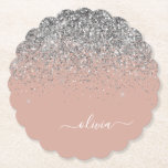 Ro Guld  Rosa Silver Glitter Monogram Underlägg Papper<br><div class="desc">Ro Guld -  Rosa och Silver Gnistra Glitter Skript Monogram Namn Papper Underlägg. Det gör perfekt studenten,  födelsedag,  bröllop,  möhippa,  årsdag,  babydusch eller bachelorette-fest till någon som glam lyx och chic stilar.</div>