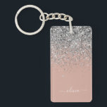 Ro Guld  Rosa Silver Glitter Nyckelring<br><div class="desc">Ro Guld -  Rosa och Silver Gnistra Glitter Skriptmonogram Namn nyckelkedja. Det gör perfekten söt 16-årsjubileum,  bröllop,  möhippa,  årsdag,  babydusch eller bachelorette-fest för någon som glam lyxen och chic stilar i kärlek.</div>
