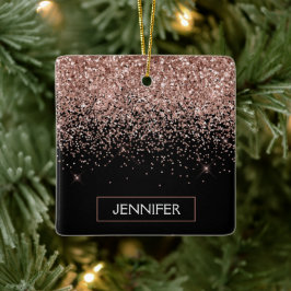 Ro Guld -  Rosa Svarta Glitter-Gnistran Namn Julgransprydnad Keramik