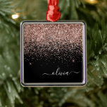 Ro Guld -  Rosa Svarta Glitter-Gnistran Namn Julgransprydnad Metall<br><div class="desc">Ro Guld -  Rosa och svart Glitter Monogram Namn och första julprydnad. Det gör perfekten söt 16-årsjubileum,  bröllop,  möhippa,  årsdag,  babydusch eller bachelorette-fest för någon som glam lyxen och chic stilar i kärlek.</div>