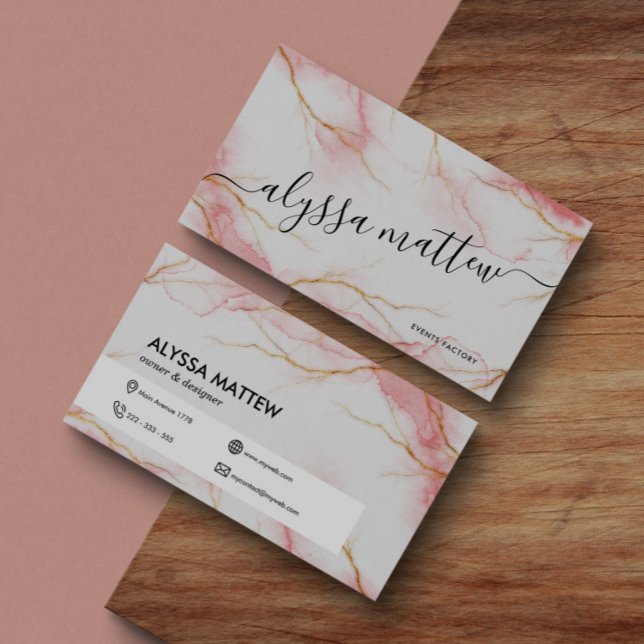 Ro Guld Rosa Watercolor Glitter Shiny Anpassningsb Visitkort (Skapare uppladdad)