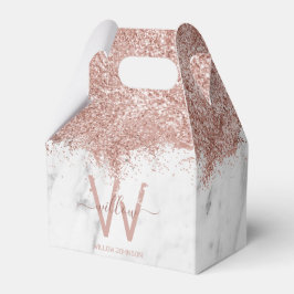 Ro Guld Rosa White Marble Glitter Dust Monogram Presentaskar