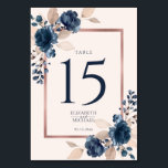 Ro Guld, Rosorna sjön Blå damy Blommigt Bröllop Bordsnummer<br><div class="desc">Bordsnumret har i dag och i trendig vattenfärgsformaten ro blommigt i marinblå och dammig rosa,  med en textruta för faux-folie i ro med guld. Copyright Elegant Inbjudan,  alla höger reserverade.</div>