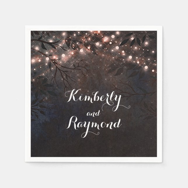 Ro Guld Rustic Land Natten Bröllop Pappersservett (Framsidan)