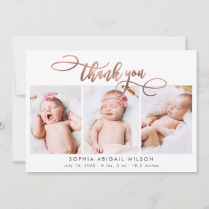 Ro Guld Script Newborn 3 Baby Photo Tack Kort
