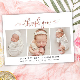 Ro Guld Script Newborn 3 Photo Collage Tack Kort