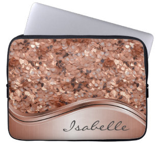 Ro Guld Sequin 3D-utseende Personlig Laptop Fodral