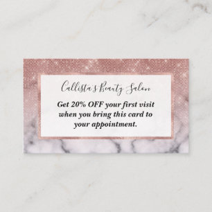 Ro Guld Sequin Glitter White Marble Ombre Rabattkort