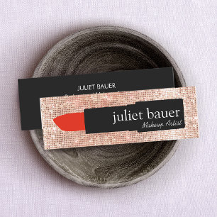 Ro Guld Sequin Makeup Artist Lipstick Beauty Mini Visitkort