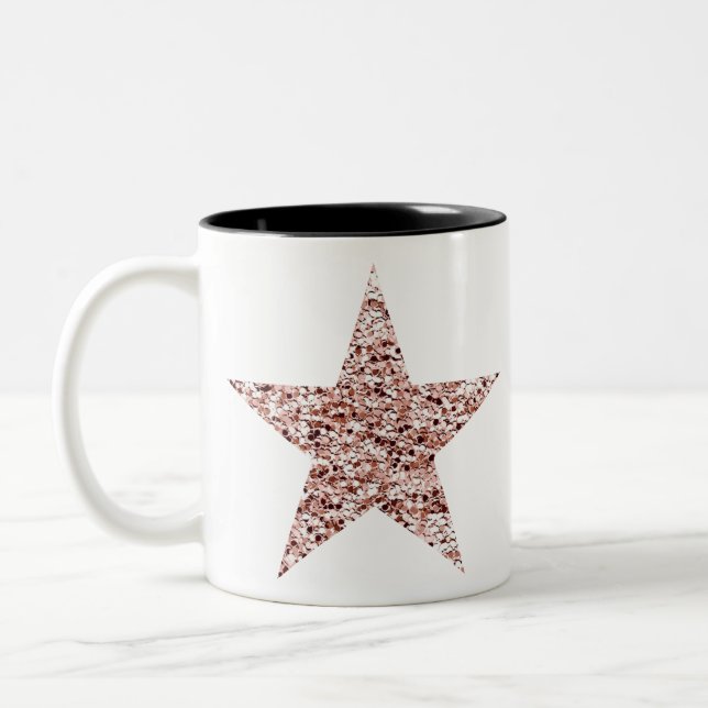 Ro Guld Sequin Twinkle Clipart Shining Star Clip Två-Tonad Mugg (Vänster)