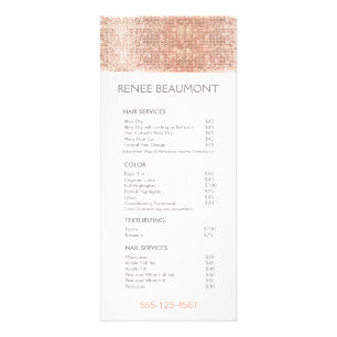 Ro Guld Sequins Salon Pris List-meny Reklamkort