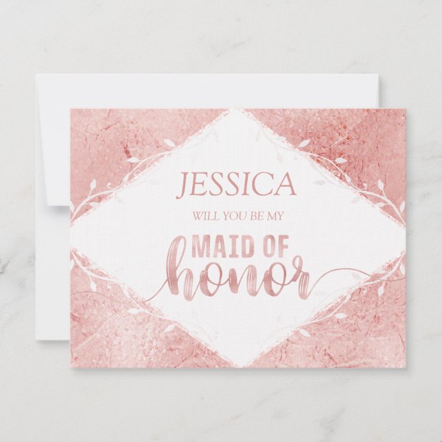 Ro Guld Shimmer ska du vara min Maid of honor Inbjudningar (Framsida)