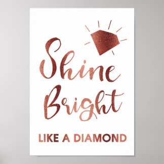 Ro Guld Shine Bright som ett Diamond Sång Lyric Poster
