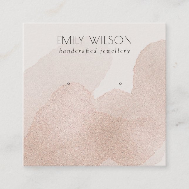 Ro Guld Shiny Brush Stroke Stud Öarring Visning  Fyrkantigt Visitkort (Framsida)