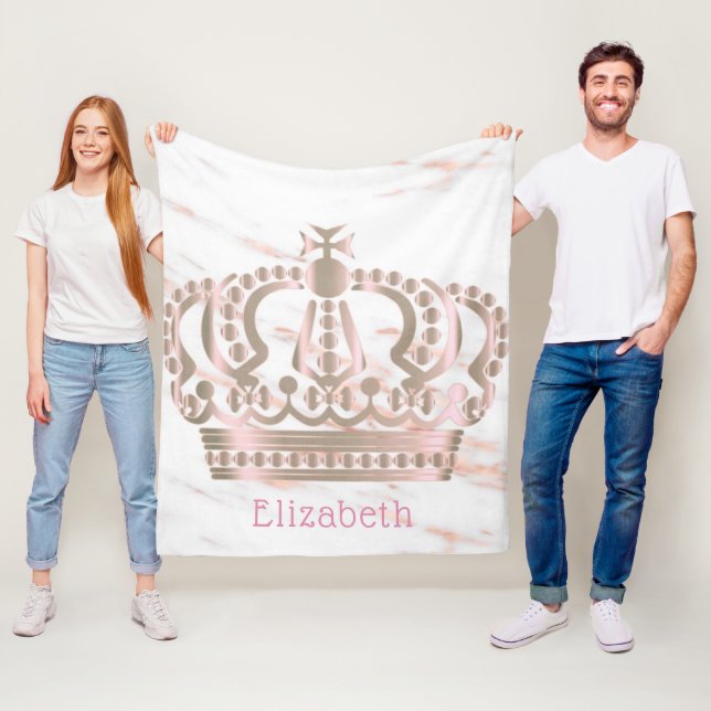 Ro Guld Shiny Princess Krona Monogram Fleecefilt (På plats)