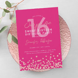 Ro Guld Shock rosa Glitter Surprise Sweet 16 Inbjudningar