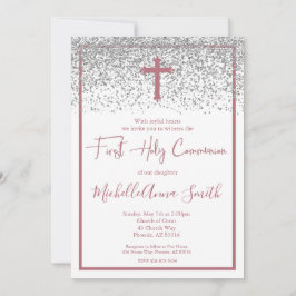 Ro Guld Silver Girl First Heliga Communision Inbjudningar