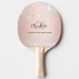 Ro guld silver glitter, monogram namn pingisracket