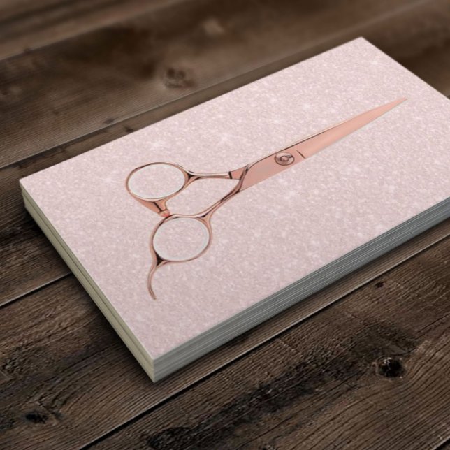 Ro Guld Sissor Rosa Glitter Hair Stylist Salon Visitkort (Skapare uppladdad)