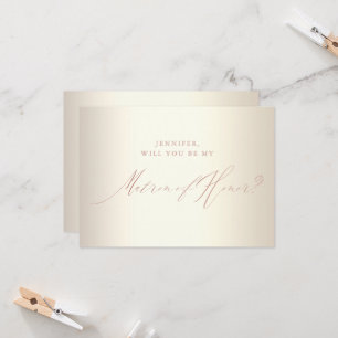 Ro Guld-skript Champagne Matron of Honor Inbjudningar