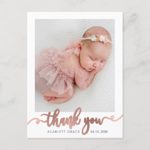 Ro Guld-skript, minimalistisk Baby-foto Tack Vykort