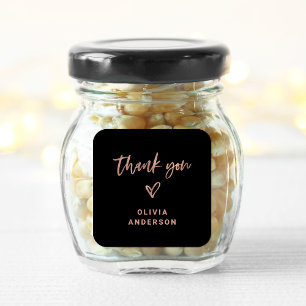 Ro Guld-skript och Heart på svart Tack Fyrkantigt Klistermärke