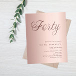 Ro guld-skriptbudget, 40-årsinbjudan<br><div class="desc">En modern inbjudan till snyggt för en 40-årsdag party. Övertoningsbakgrunden för ro och ord 40 med elegant och stort skript brev i mörk ro guld. Anpassa och lägg till information om namn och party.</div>