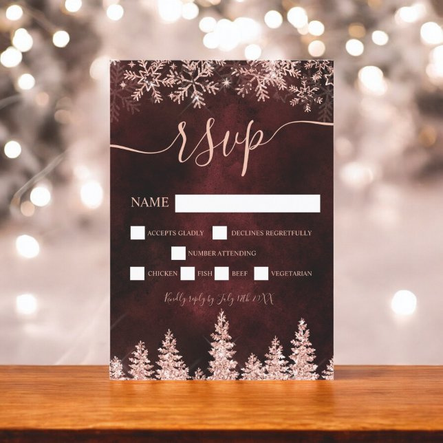 Ro guld snö gräs - osa på julvintern (Rose gold snow pine red Christmas winter rsvp)