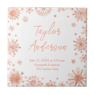 Ro Guld Snöflingor Baby fågelstatistik Kakelplatta