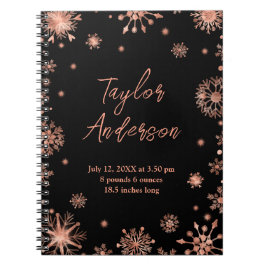 Ro Guld Snöflingor om svarta fågelstationer Anteckningsbok