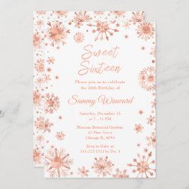 Ro Guld Snöflingor Sweet sixteen Inbjudningar