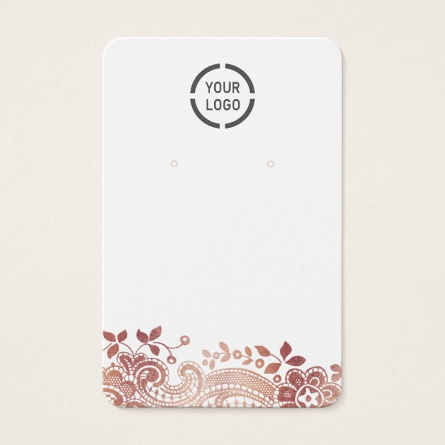 Ro guld snöre anpassningsbar  logotyp vit örring v visitkort (Framsida)