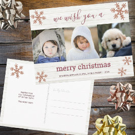 Ro Guld Snowflake 3 Photo God jul Vykort