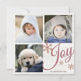 Ro Guld Snowflake Joy Script 3-fotokollage Julkort