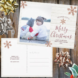 Ro Guld Snowflake Rustic Jul Ditt foto Vykort