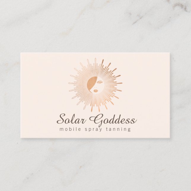 Ro Guld Sol Goddes Girl Beauty Salon Rosa Visitkort (Framsida)