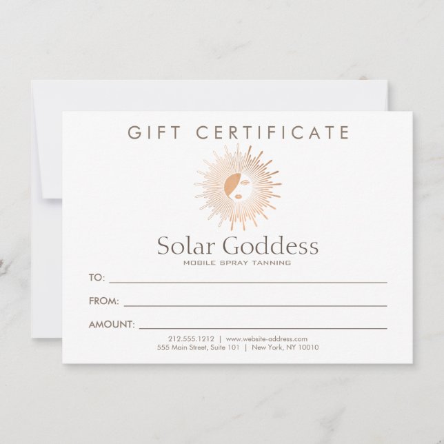 Ro Guld Sol Goddes Girl Spray Tanning Gift Card (Framsida)