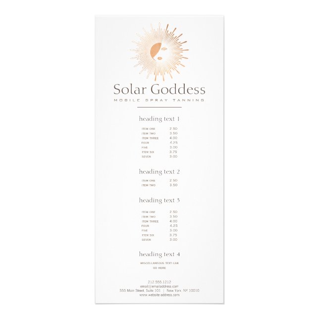 Ro Guld Sol Goddes Girl Spray Tanning Salon Reklamkort (Framsidan)