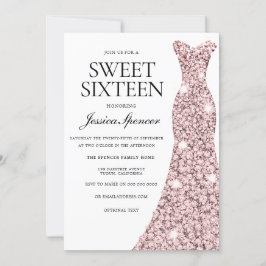 Ro Guld & Söt Dress Sweet 16 Inbjudan