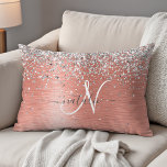 Ro Guld Söt Girly Silver Glitter Sparkly Prydnadskudde<br><div class="desc">Anpassa enkelt chicen av trendigets accentkuddar med söt silver mousserande glitter på en borstad metallbakgrund från ro guld.</div>